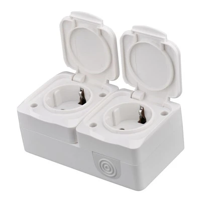 Ip44 Schuko dubbele uitlaat met deksel